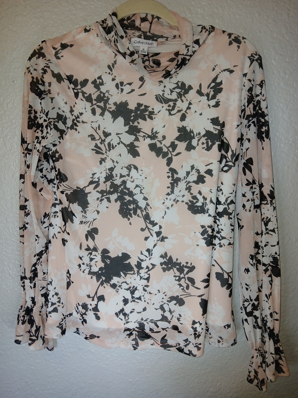Calvin Klein Pink Floral Print Long Sleeve Blouse
